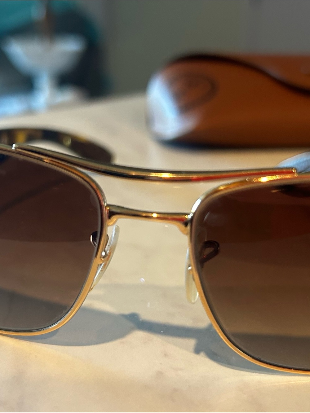 Ray-Ban Gold Frame Brown Lens Aviator Sunglasses